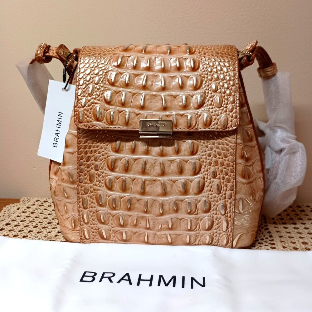 NWT⭐️ BRAHMIN Margo Honey Brown Melbourne Genuine Leather